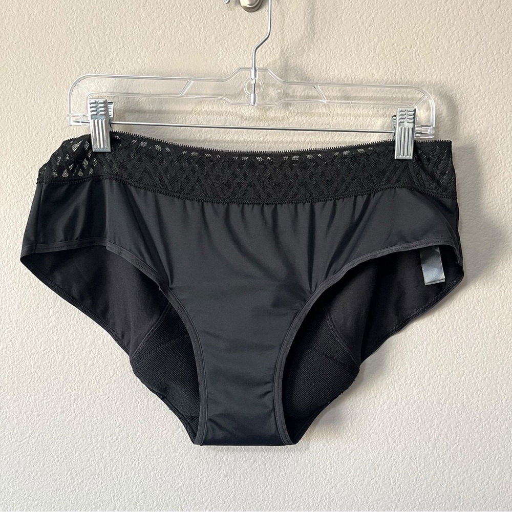 Thinx NWT Black Lace Trim Hiphugger Period Underwear Super Absorbency Size XL